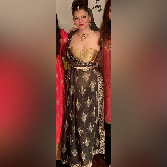 Dark Gold Satin Strong Boned Corset Lace Up Overbust Waist Cincher Bustier. - Picture 5 of 7